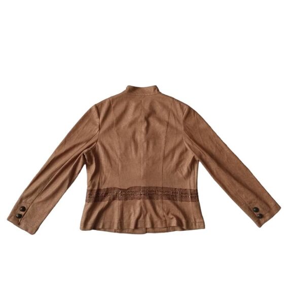 Very Vera Copper Brown Faux Suede Embellished Lightweight Jacket Women's Large - Picture 2 of 12